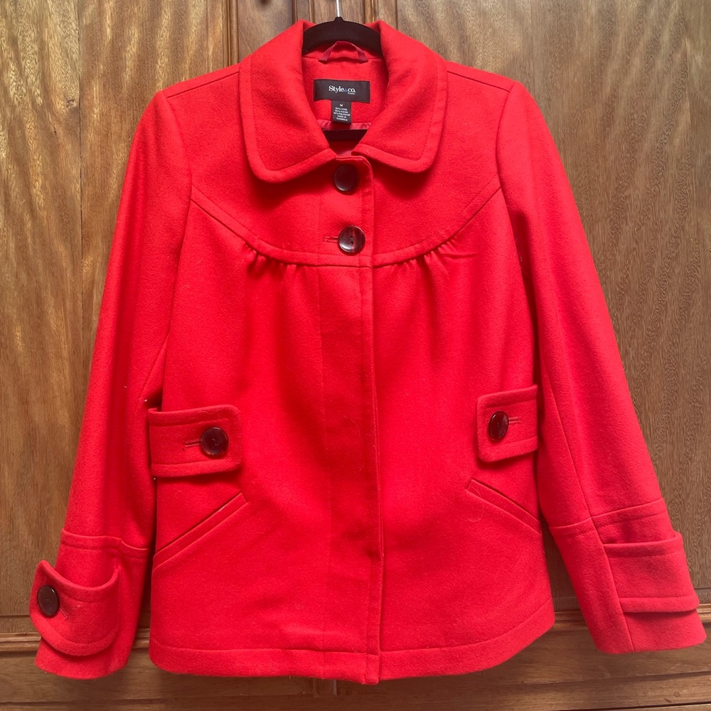 Style & co petite red coat